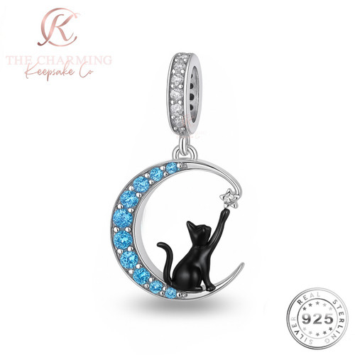 Charm gatto nero nella luna - charm,